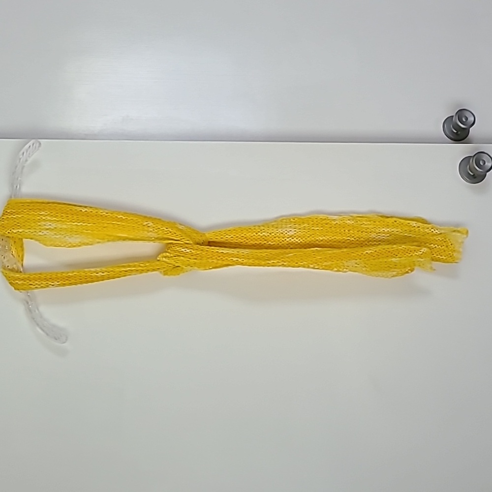 NWOT Hand Crafted crocheted scarf.  Yellow and white variegated.  Approx. 100 x